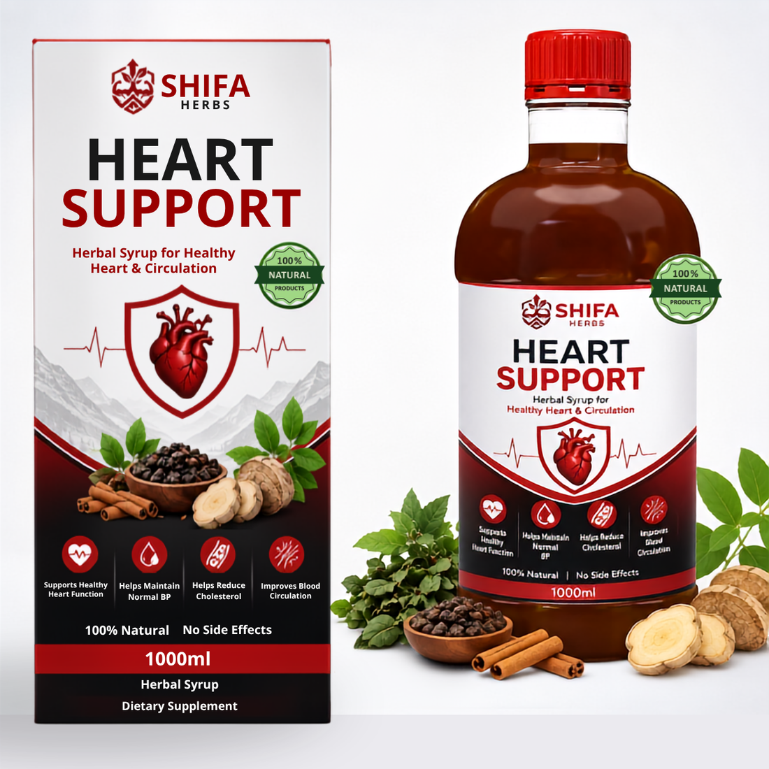 Heart Support Herbal Syrup – Bottle and Box